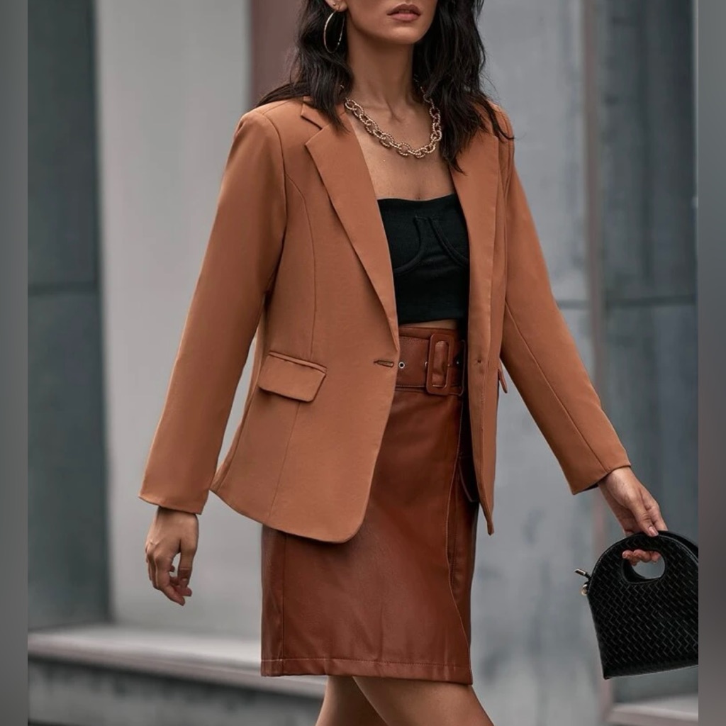 Camel Single Button Blazer